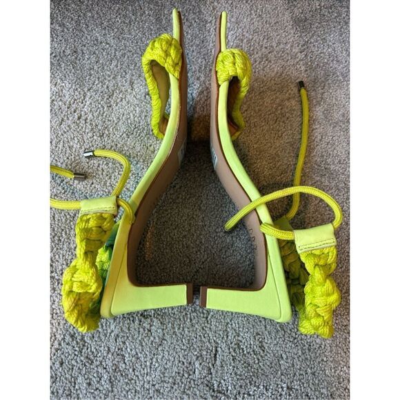 Schutz Leather Braided Mid-Heel Sandals - Blair green, $165 Sz 8.5 - Picture 7 of 8